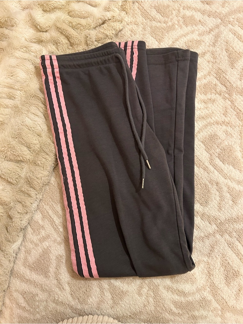Edikted Black Track Joggers with Pink Side Stripes